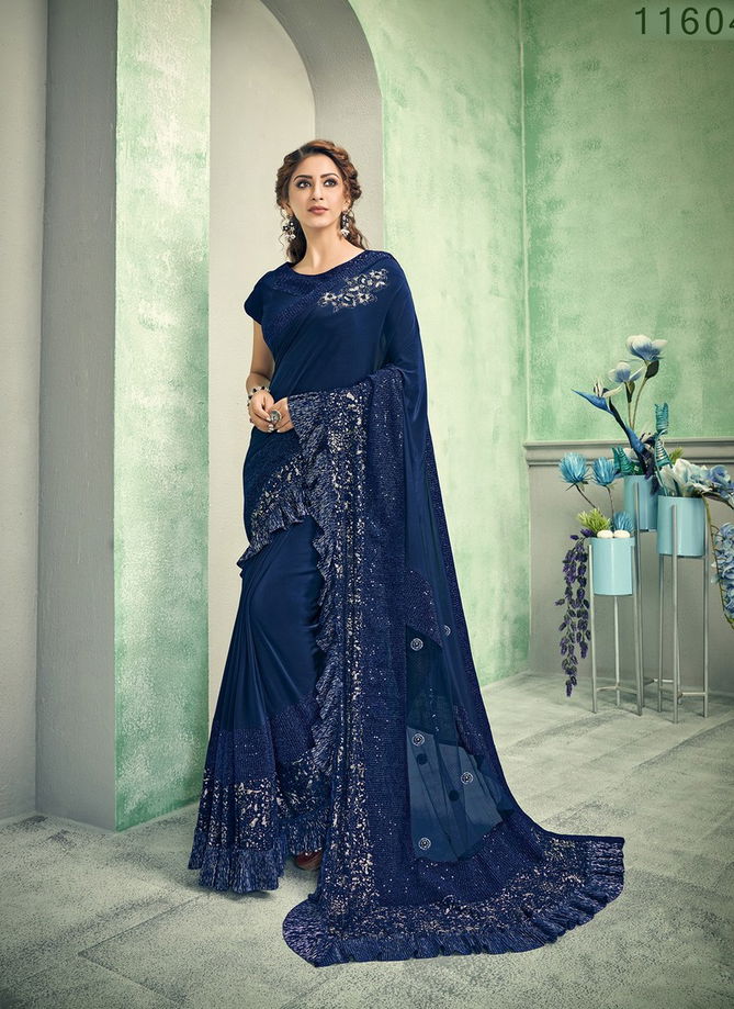 MAHOTSAV FELICITY Latest Designer Fancy Party Wear Sequins Embroidery Handwork Butta Heavy Silk Saree Collection 